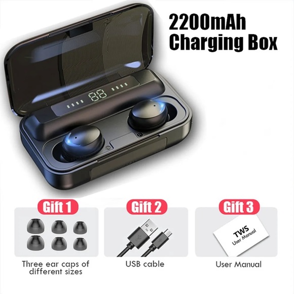 Bluetooth 5.0 Wireless Earbuds Headphone Headset Noise Cancelling Waterproof TWS - Picture 2 of 2
